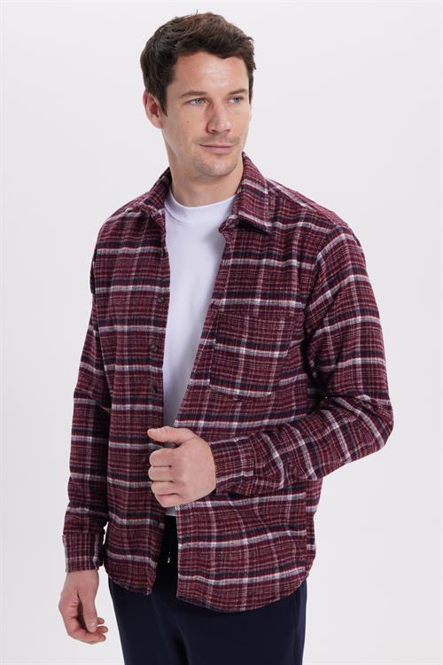 Erkek Regular Fit Rahat Kesim Kışlık Kareli Oduncu Gömlek