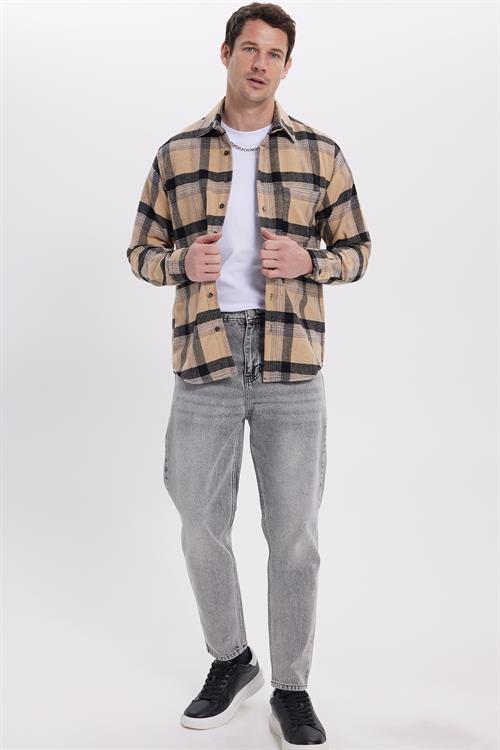Erkek Regular Fit Rahat Kesim Kışlık Kareli Oduncu Gömlek