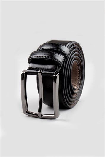 Erkek 3,5 cm Klasik Siyah Kemer
