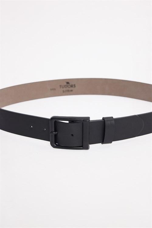 Erkek Mat Siyah Kare Tokalı 4 Cm Kemer