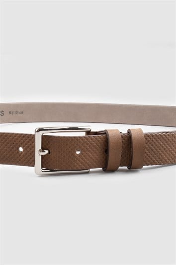 Erkek 3 cm Klasik Krem Renk Kemer