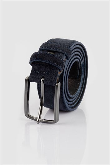 Erkek %100 Hakiki Deri 3,5 cm Klasik Lacivert Kemer