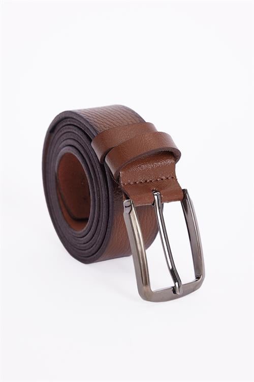 Erkek %100 Hakiki Deri 3,5 cm Klasik Taba Renk Kemer