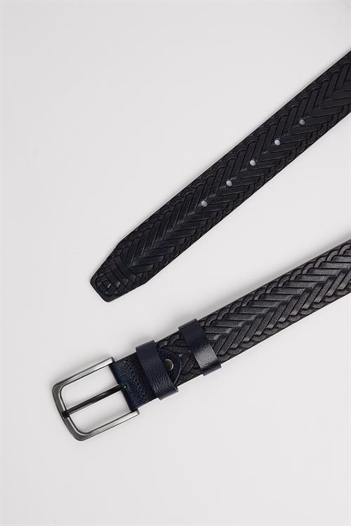Erkek %100 Hakiki Deri 4 cm Spor Lacivert Kemer