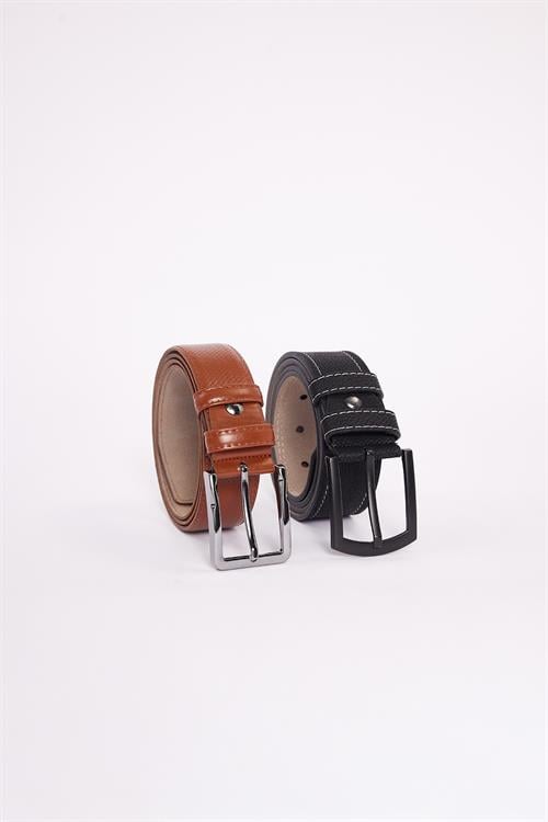 Erkek 2li Set 3,5 Cm Kahverengi 4 Cm Spor Siyah Kemer