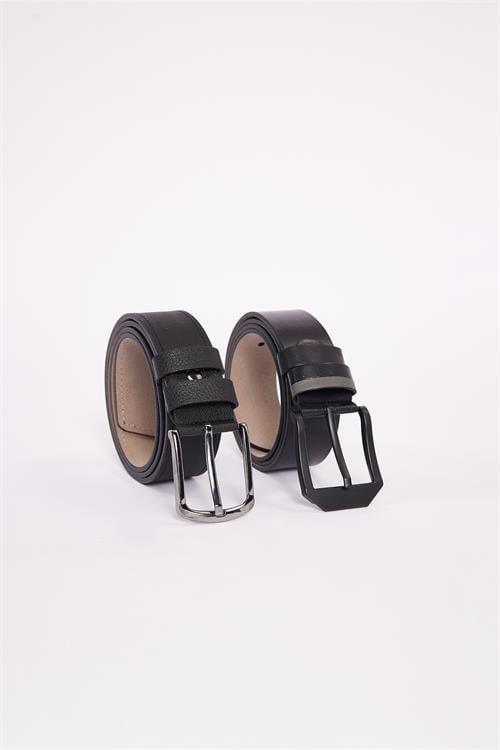 Erkek 2li Set 4 Cm Spor Siyah Kemer