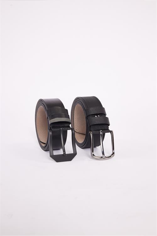Erkek 2li Set 4 Cm Spor Siyah Kemer