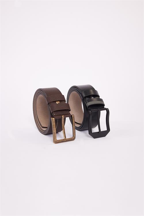 Erkek 2li Set 4 Cm Siyah 4 Cm Kahverengi Spor Kemer