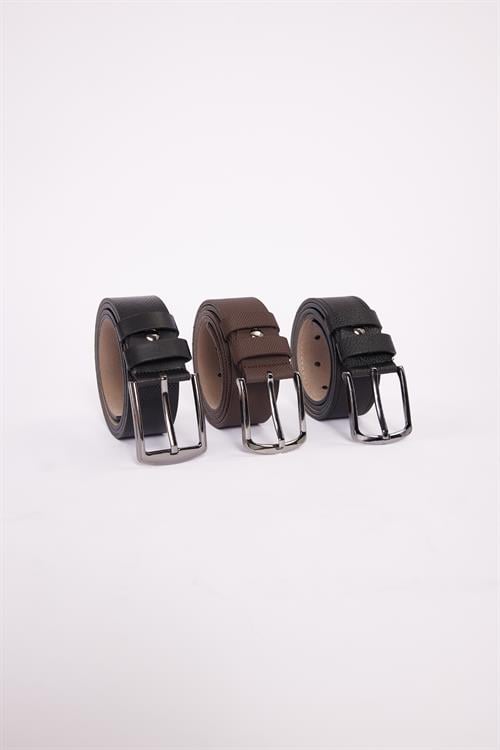 Erkek 3lü Set 4 Cm Spor Siyah-Kahverengi-Lacivert Kemer