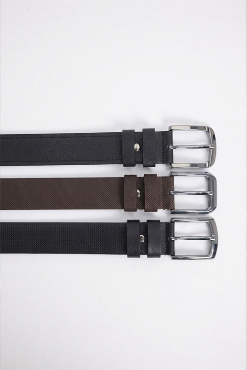 Erkek 3lü Set 4 Cm Spor Siyah-Kahverengi-Lacivert Kemer