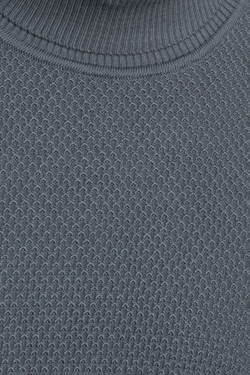 Erkek Slim Fit Balıkçı Yaka Desenli Antrasit Triko Kazak
