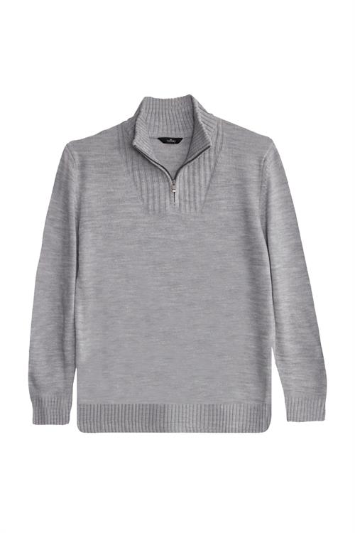 Erkek 3lü Paket Taş-Açık Gri-Lacivert Slim Fit Dar Kesim Fermuarlı Dik Yaka Triko Kazak