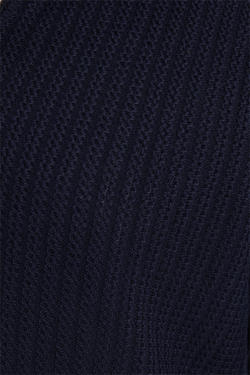 Erkek Slim Fit Dar Kesim Dik Yaka Fermuarlı Desenli Lacivert Triko Kazak