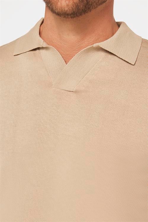 Erkek Standart Fit Normal Kesim Polo V Yaka Taş Triko Kazak