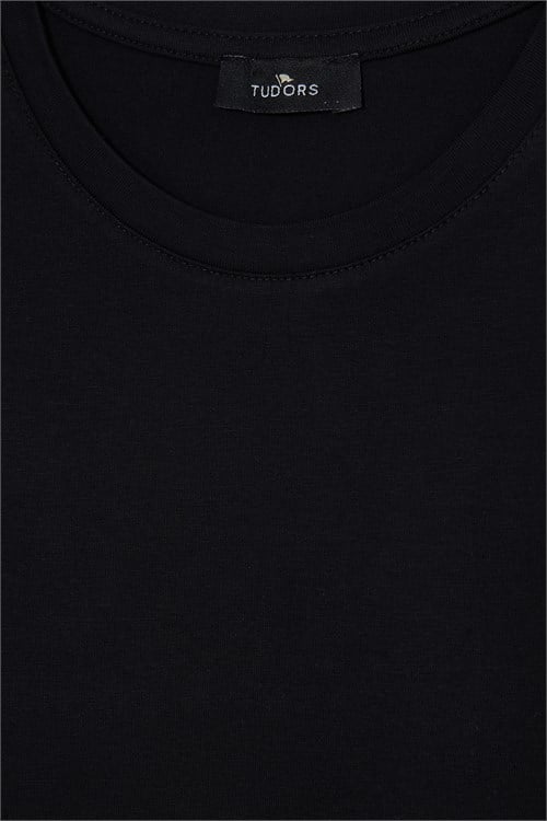 Erkek Slim Fit Dar Kesim Pamuklu Yumuşak Dokulu Bisiklet Yaka Likralı Siyah Sweatshirt