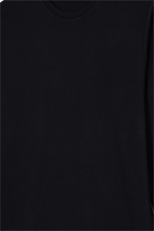 Erkek Slim Fit Dar Kesim Pamuklu Yumuşak Dokulu Bisiklet Yaka Likralı Siyah Sweatshirt