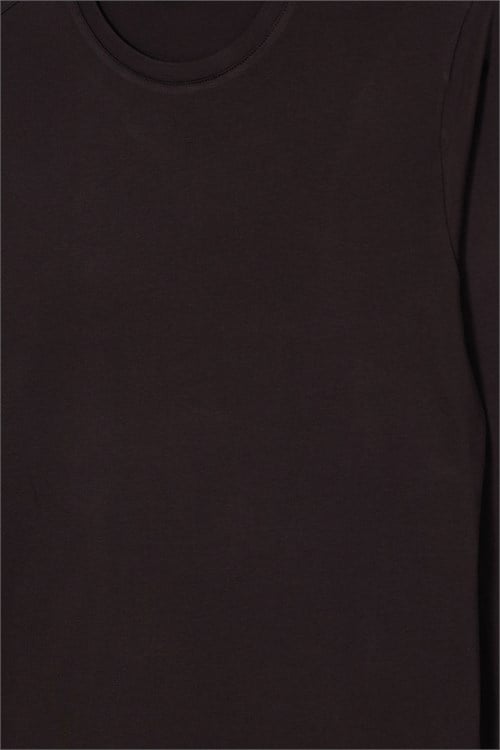 Erkek Slim Fit Dar Kesim Pamuklu Yumuşak Dokulu Bisiklet Yaka Likralı Kahverengi Sweatshirt