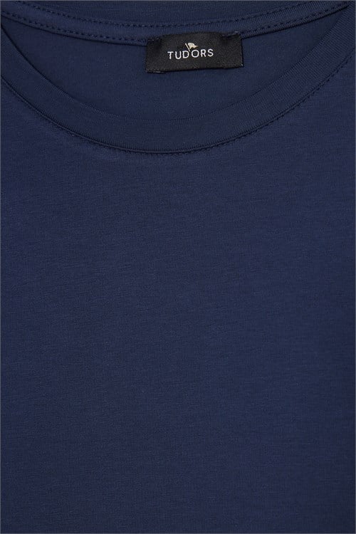 Erkek Slim Fit Dar Kesim Pamuklu Yumuşak Dokulu Bisiklet Yaka Likralı Lacivert  Sweatshirt