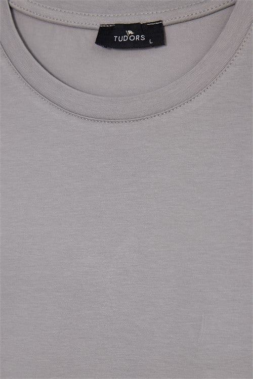 Erkek Slim Fit Dar Kesim Pamuklu Yumuşak Dokulu Bisiklet Yaka Likralı Gri Sweatshirt