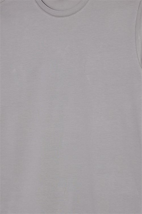 Erkek Slim Fit Dar Kesim Pamuklu Yumuşak Dokulu Bisiklet Yaka Likralı Gri Sweatshirt