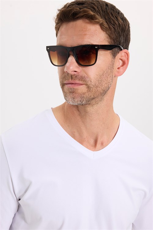 Erkek Slim Fit Dar Kesim Pamuklu Yumuşak Dokulu Likralı V Yaka Süprem Beyaz Basic Sweatshirt