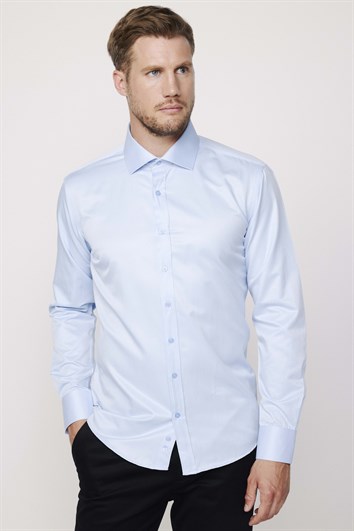 Modern Slim Fit Düz Saten Pamuklu Erkek Gömlek