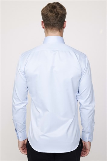 Modern Slim Fit Düz Saten Pamuklu Erkek Gömlek