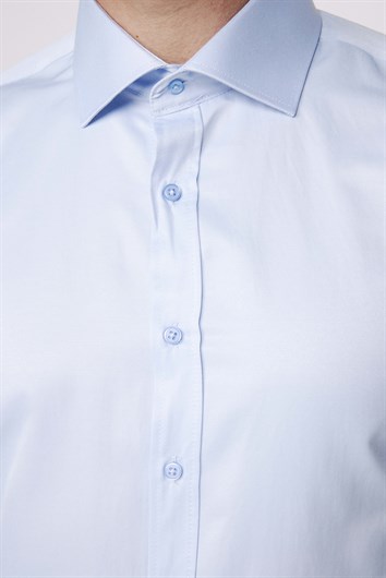 Modern Slim Fit Düz Saten Pamuklu Erkek Gömlek