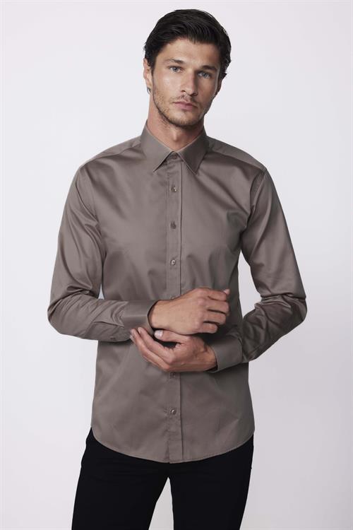 Modern Slim Fit Uzun Kollu Pamuk Saten Premium Seri Dore Erkek Gömlek