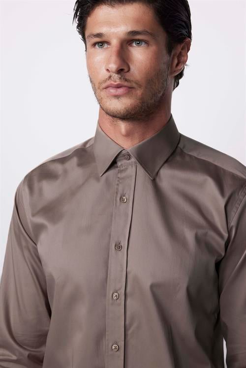 Modern Slim Fit Uzun Kollu Pamuk Saten Premium Seri Dore Erkek Gömlek