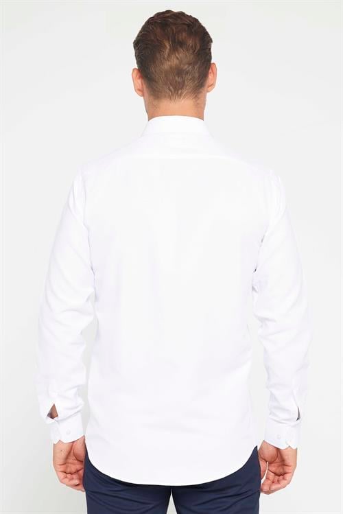 Modern Slim Fit Pamuklu Kolay Ütü Armürlü Erkek Gömlek