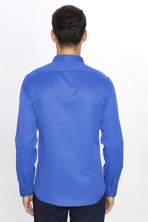 Modern Slim Fit Pamuklu Kolay Ütü Armürlü Erkek Gömlek