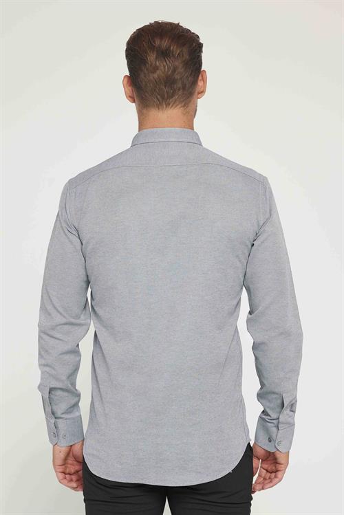 Modern Slim Fit Pamuklu Kolay Ütü Armürlü Erkek Gömlek