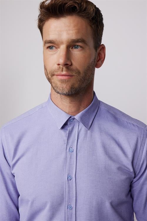 Modern Slim Fit Pamuklu Kolay Ütü Armürlü Erkek Gömlek