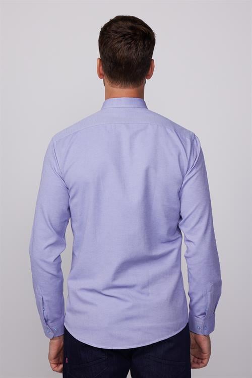 Modern Slim Fit Pamuklu Kolay Ütü Armürlü Erkek Gömlek