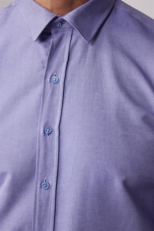 Modern Slim Fit Pamuklu Kolay Ütü Armürlü Erkek Gömlek