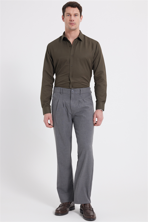 Modern Slim Fit Pamuklu Kolay Ütü Armürlü Erkek Gömlek