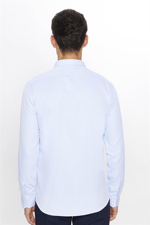 Modern Slim Fit Pamuklu Kolay Ütü Armürlü Erkek Gömlek