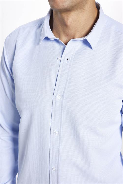 Modern Slim Fit Pamuklu Kolay Ütü Armürlü Erkek Gömlek