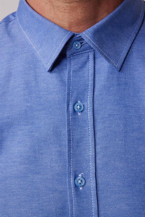 Modern Slim Fit Pamuklu Kolay Ütü Armürlü Erkek Gömlek
