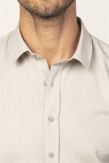 Modern Slim Fit Pamuklu Kolay Ütü Armürlü Erkek Gömlek