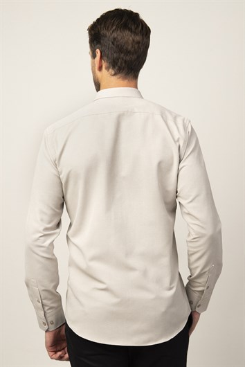 Modern Slim Fit Pamuklu Kolay Ütü Armürlü Erkek Gömlek