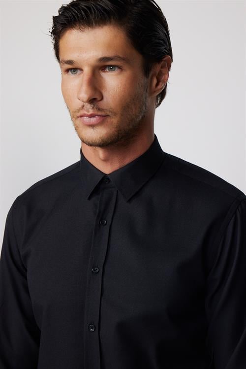 Modern Slim Fit Pamuklu Kolay Ütü Armürlü Erkek Gömlek