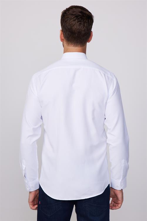 Modern Slim Fit Pamuklu Kolay Ütü Armürlü Erkek Gömlek