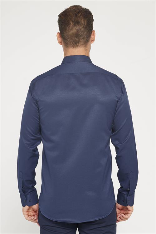 Modern Slim Fit Pamuklu Kolay Ütü Armürlü Erkek Gömlek