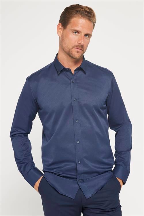 Modern Slim Fit Pamuklu Kolay Ütü Armürlü Erkek Gömlek