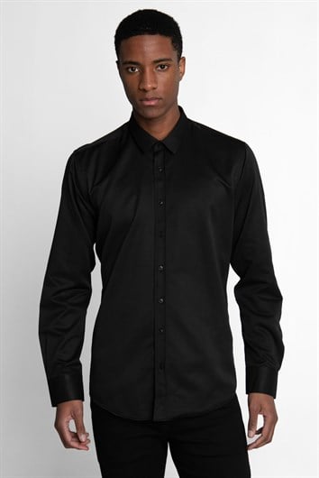 Modern Slim Fit Pamuklu Kolay Ütü Armürlü Erkek Gömlek