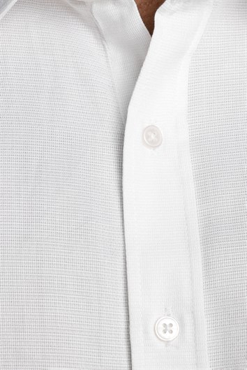 Modern Fit Uzun Kollu %100 Cotton Armürlü Premium Seri Erkek Beyaz Gömlek