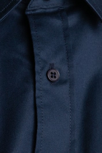 Modern Fit Uzun Kollu %100 Cotton Armürlü Premium Seri Erkek Lacivert Gömlek