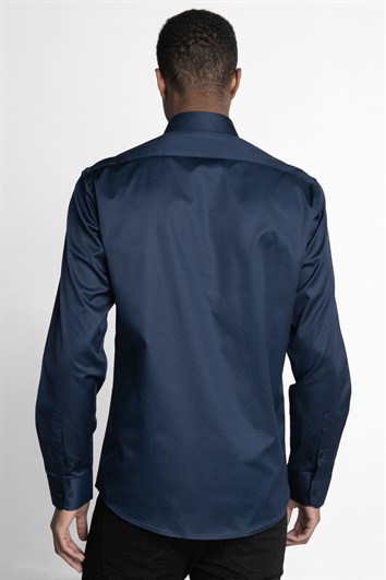 Modern Fit Uzun Kollu %100 Cotton Armürlü Premium Seri Erkek Lacivert Gömlek